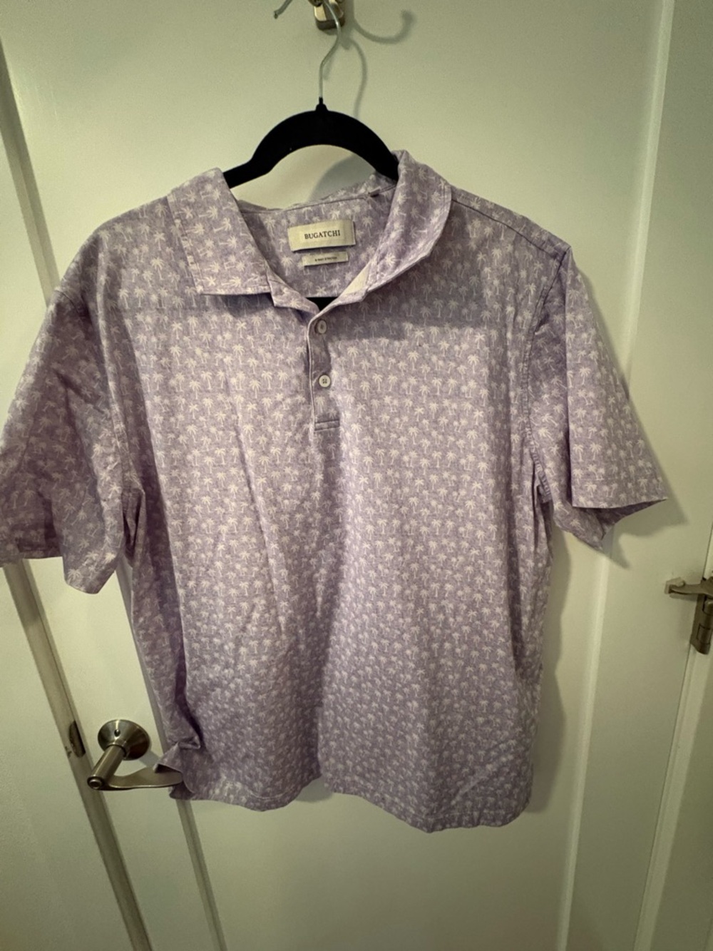 Bugatchi Pale Lavender Palm-Print Polo